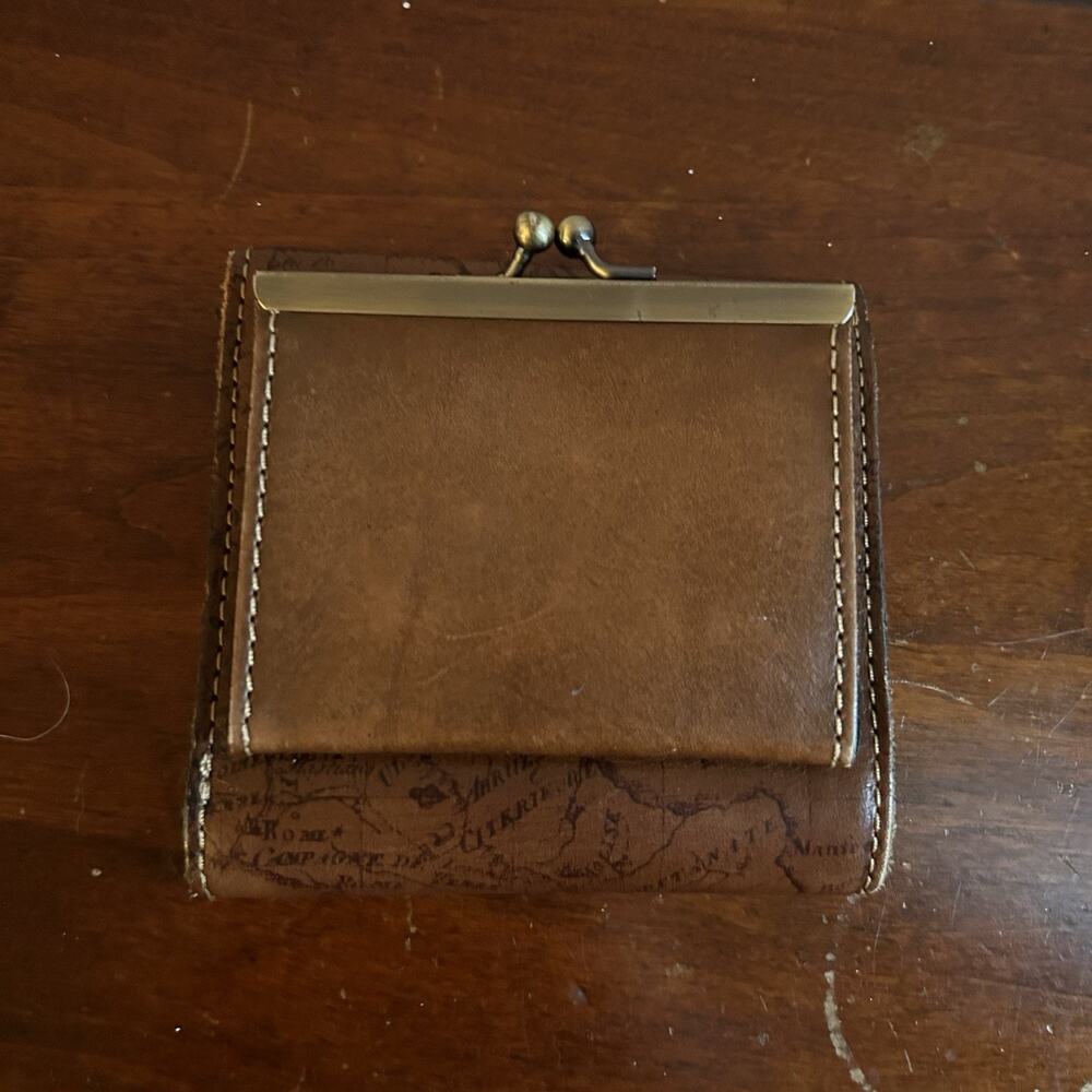PATRICIA NASH Reiti Bi-Fold Leather Wallet Brown Caramel Map Pattern - Picture 3 of 7